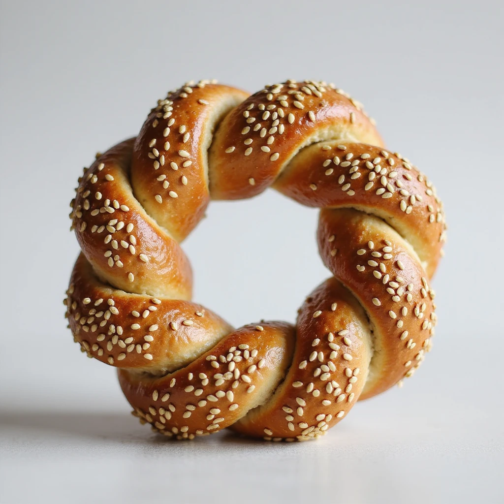 simple sesame simit, realistic style, ring-shaped, Turkish simit emoji
