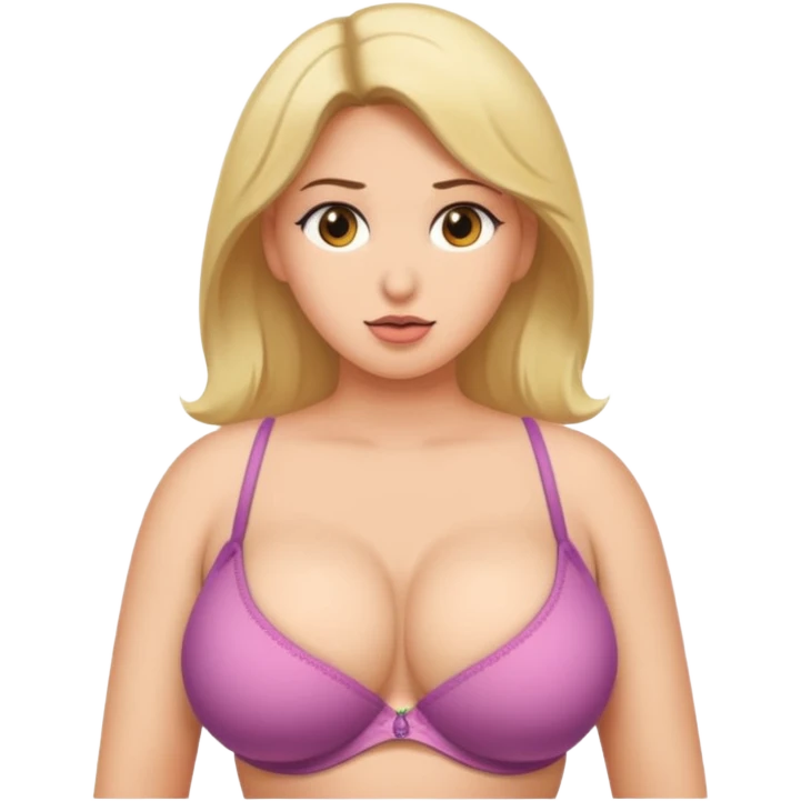 big boobed woman wearing a half bra with nipple exposed emoji