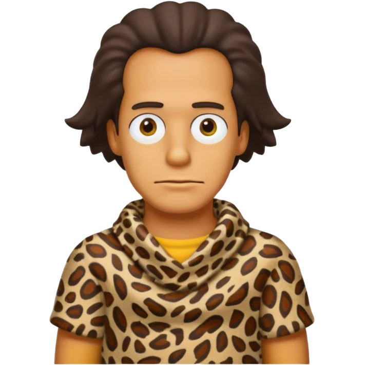 a simpson guy wearing ancient animal skin cloth, half body, icon emoji