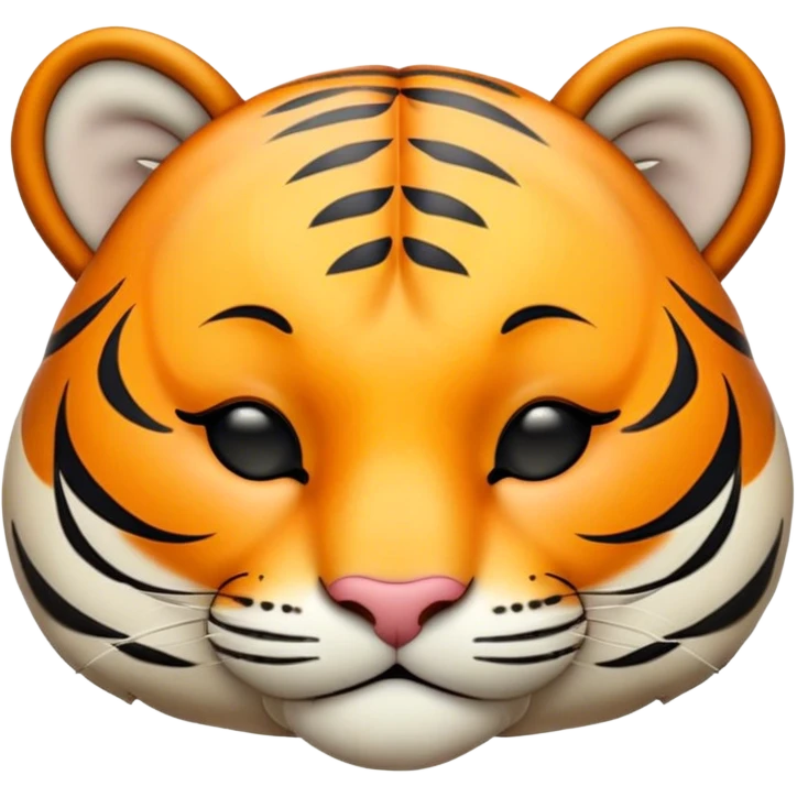 Meme-Worthy cute Sleeping Tiger Portrait Emoji, Head resting peacefully with a contented smile, showcasing a luxuriously striped form and eyes gently closed in serene slumber, Simplified yet comically adorable features, highly detailed, glowing with a soft, drowsy wild light, high shine, relaxed and utterly lovable, stylized with an air of playful laziness, bright and heartwarming, soft glowing outline, capturing the essence of a sleeping tiger that feels destined to become the next viral icon of adorable rest! emoji