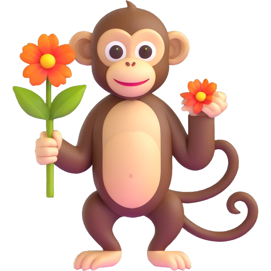 monkey holding a flower emoji