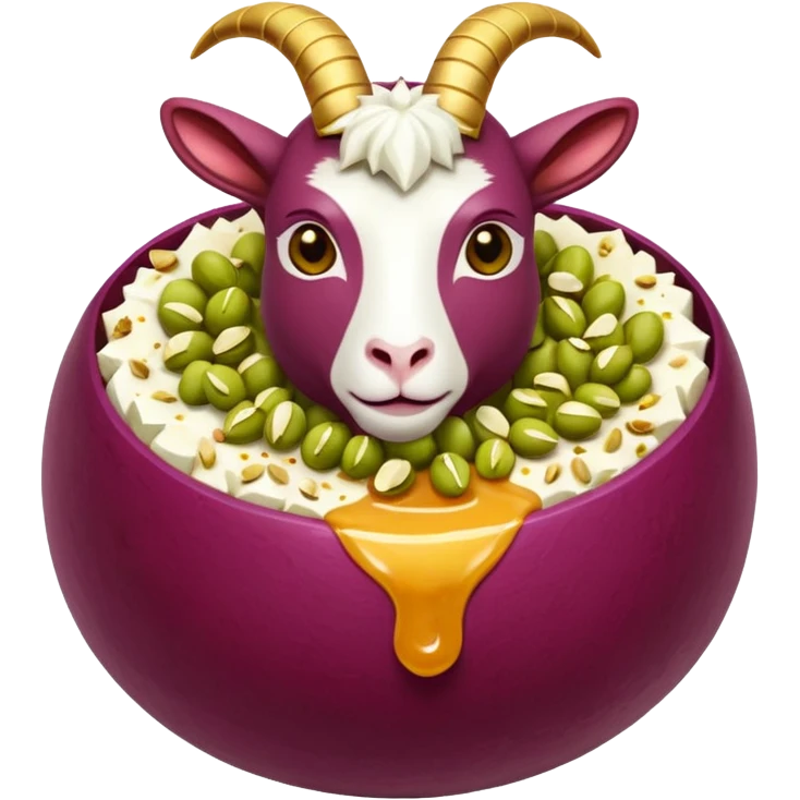 goat ball- a red seedless grade enrobed in goat cheese rolled in crushed pistachios and drizzled with honey emoji