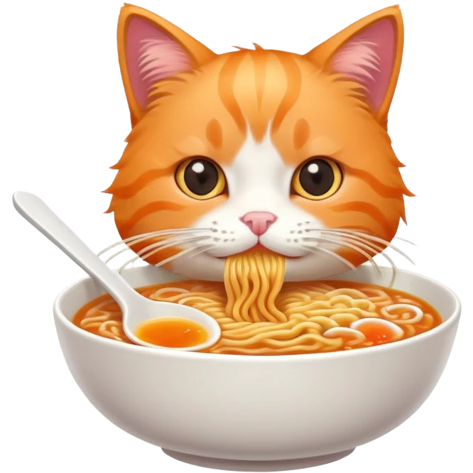 Orange cat eating ramen emoji