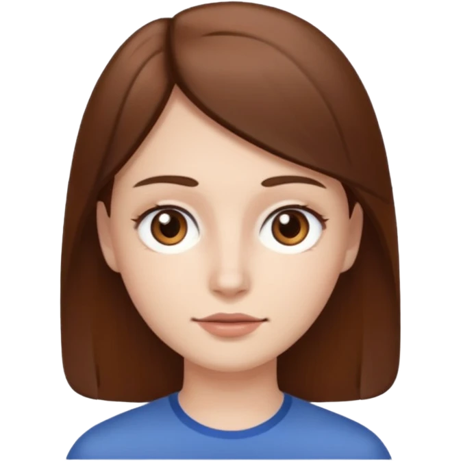 white skin, brown hair, eyes, eyebrows and a thin square face emoji