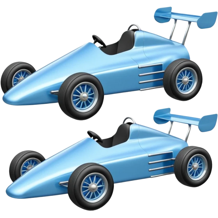 Light sparkling blue Antique looking shopping cart race car with custom aero body and rear wing  emoji