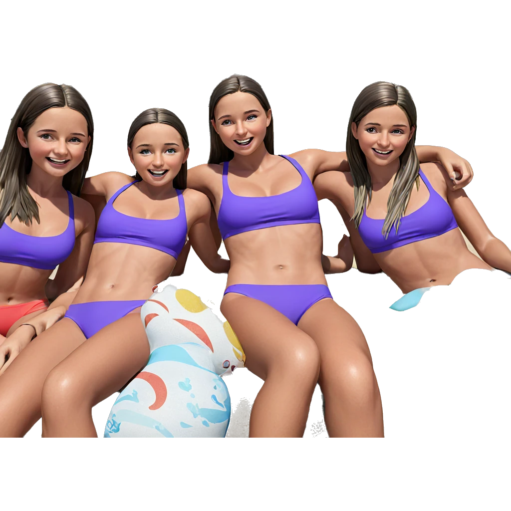 four girls in swimsuits outdoors emoji