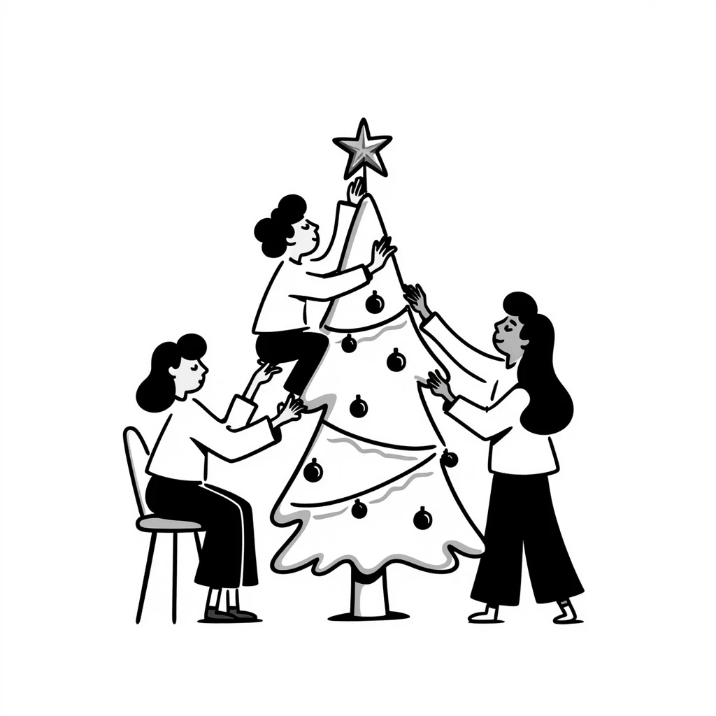 people decorating a Christmas tree emoji