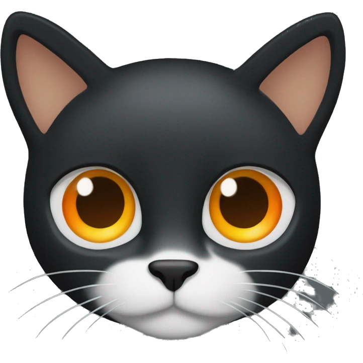 Black cat with white and orange stripe on the forehead and brown green blue eyes  emoji