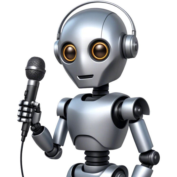 the robot holds the microphone emoji
