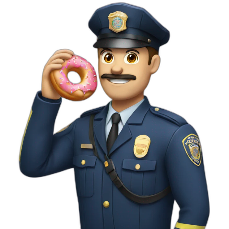 Policeman eating a donut emoji