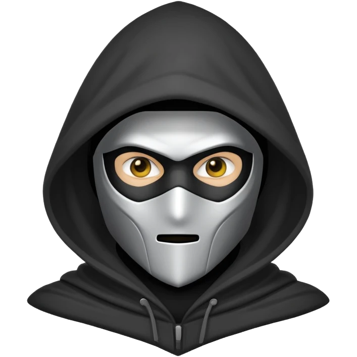 grayscale black mysterious masked corn-shaped hooded man emoji