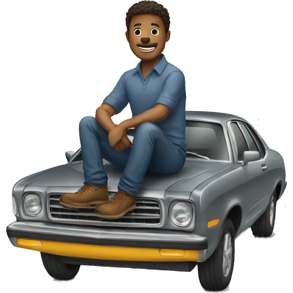 man sitting on top of car emoji