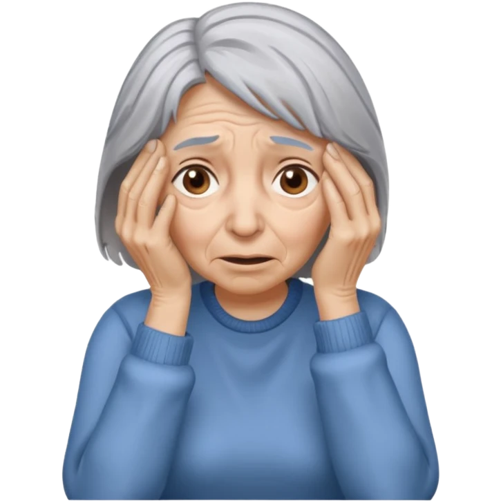 woman with gray hair and 1 palm of hand covering face in exasperation emoji