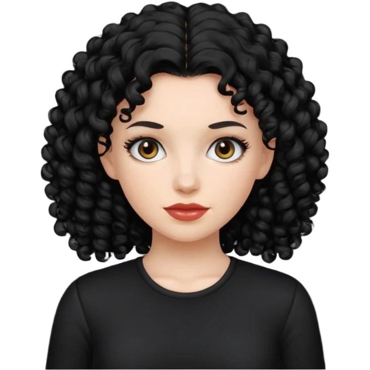 white women with black curly hair black clothes emoji