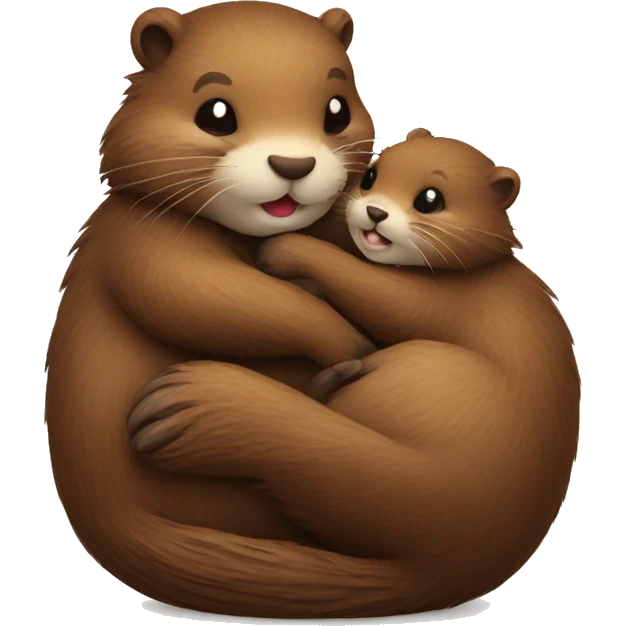 a beaver cuddling a kitten emoji