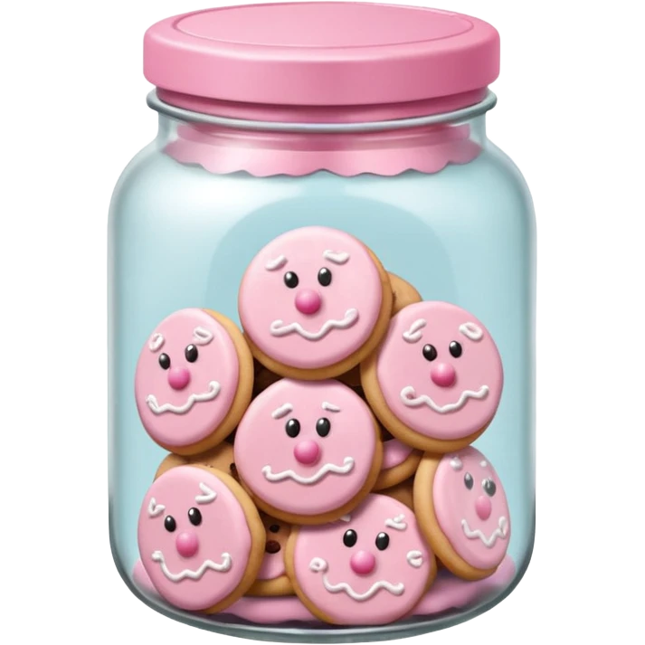 pastel pink christmas cookies in jar with pink lid  emoji