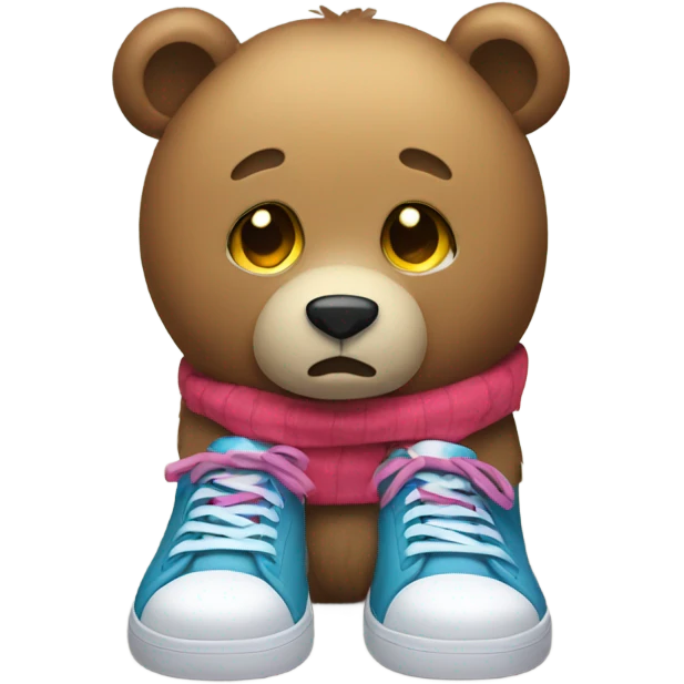 Sad bear wearing shoes emoji