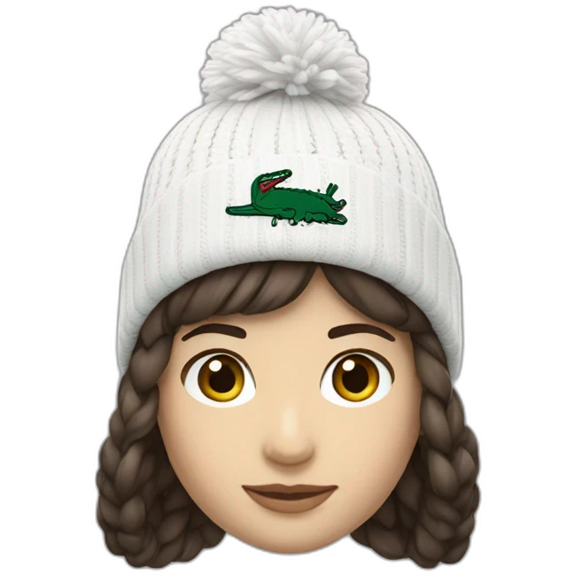 Brunette lacoste beanie with lacoste emoji