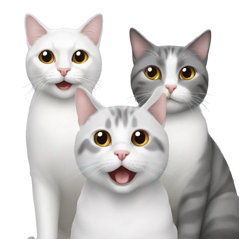 two white and one gray cat 3 cats emoji