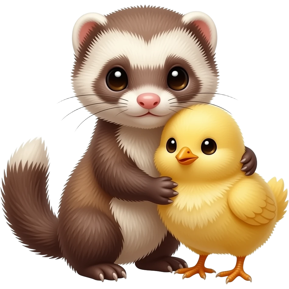 Quiero un húron habrasando a un pollito emoji