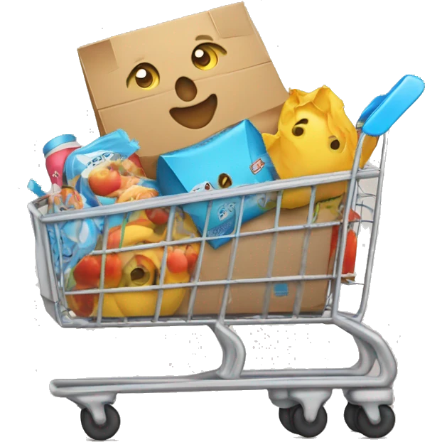 shopping cart with boxies emoji