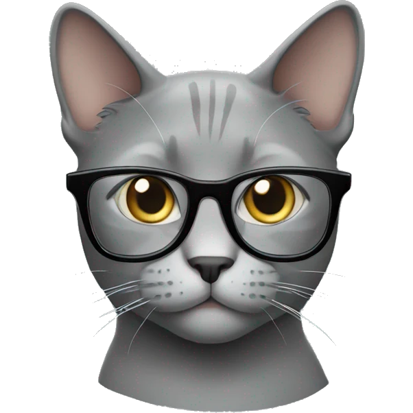 gray cat in glasses emoji