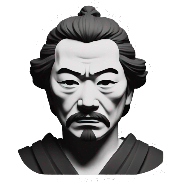 miyamoto musashi, philosopher statue, portrait, minimal, logo, monochrome emoji