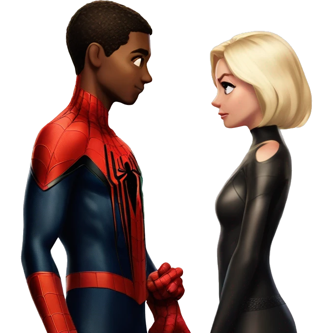 Spider-Man Miles Morales and Gwen Spider facing each other emoji