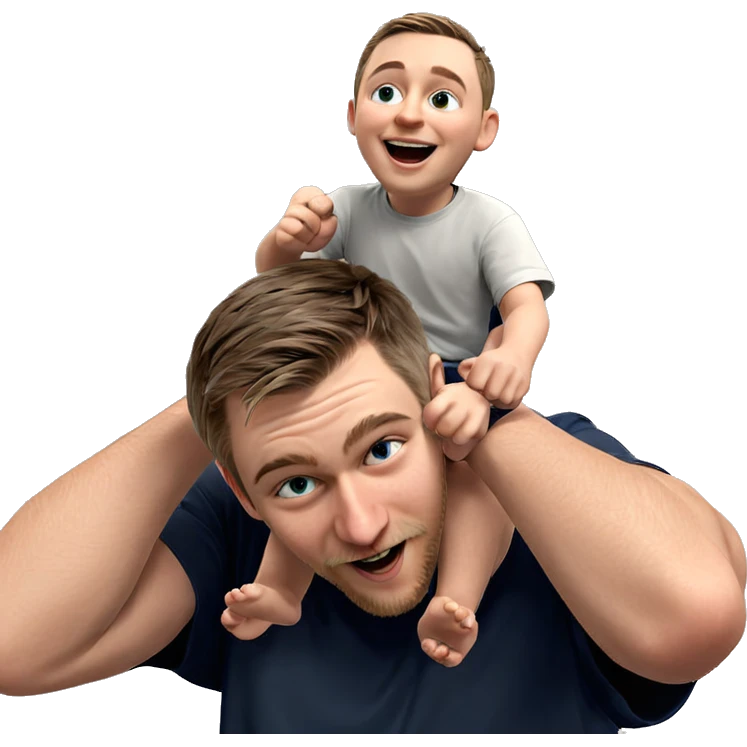 father and son joyfully bonding emoji