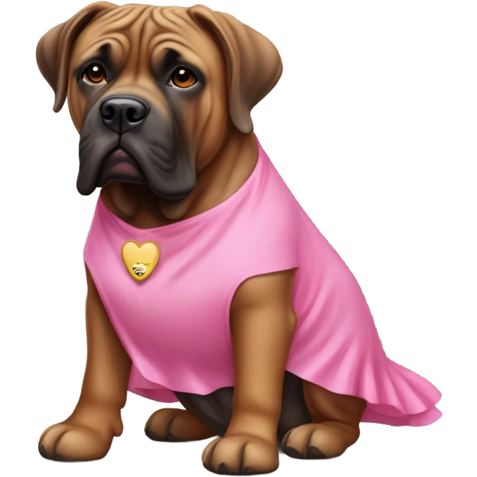 brindle bull mastiff with pink dress emoji