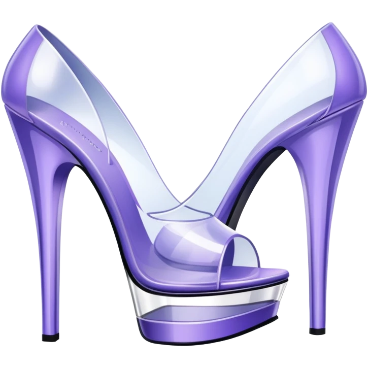 ultra realistic pair of platform open toe lavender glass heels emoji