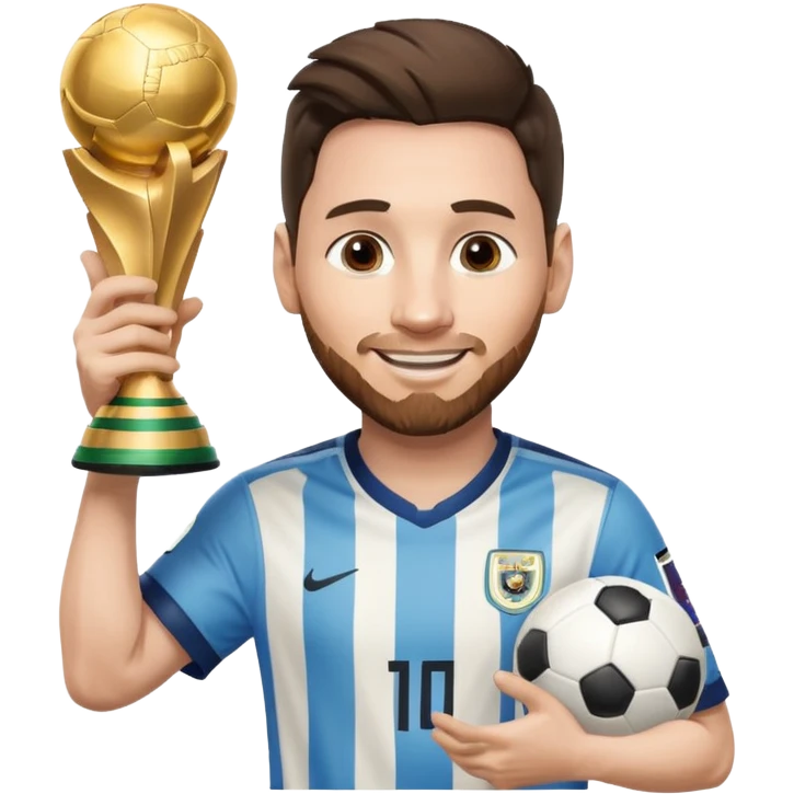 Messi holding the world cup trophy emoji