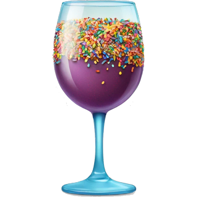wineglass with colorful sprinkles on the edges emoji