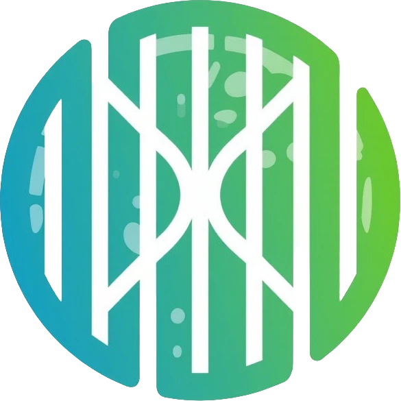 Minimalist circular logo with a barcode transitioning into a globe, representing ethical consumerism and sustainable supply chain. Green and blue gradient colors, modern and professional design. emoji