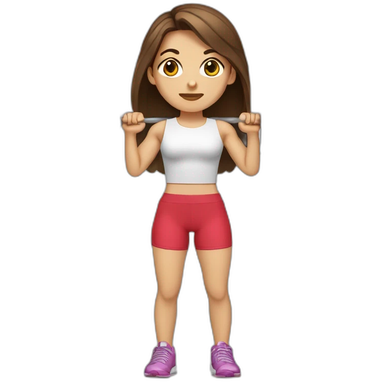 Algerian girl with fair skin long brown hair hazel eyes lifting weights  emoji