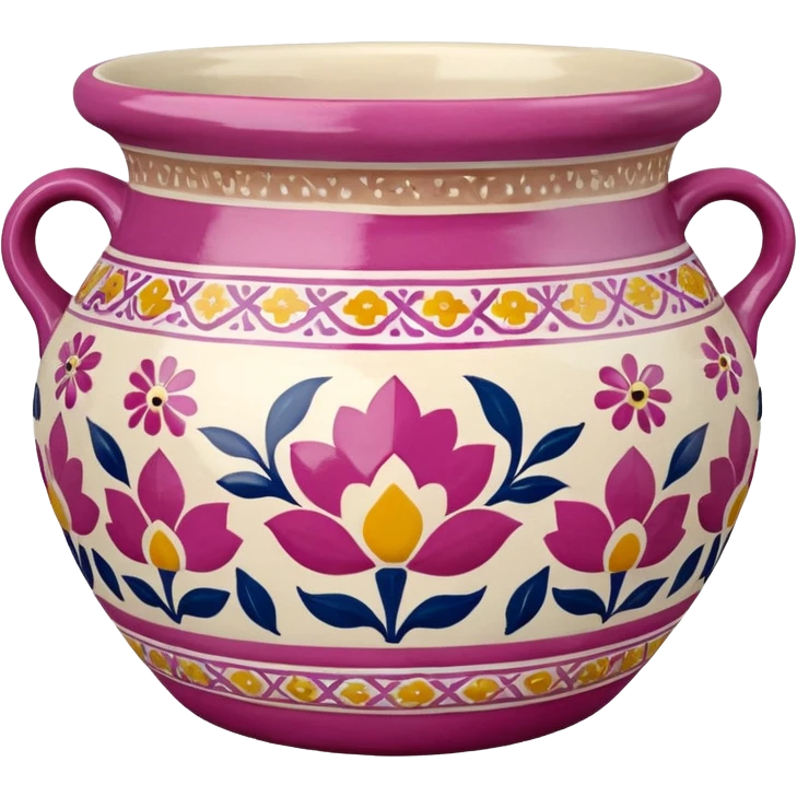 Pink, white and beige Talavera pot emoji