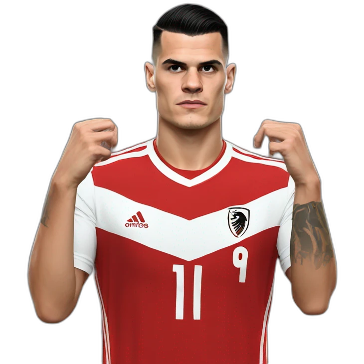 Granit xhaka make the albanian hand eagle emoji
