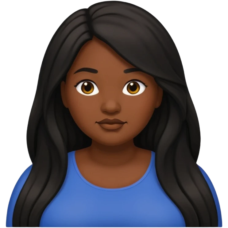 Una mujer gorda, pelo negro más o menos largo emoji