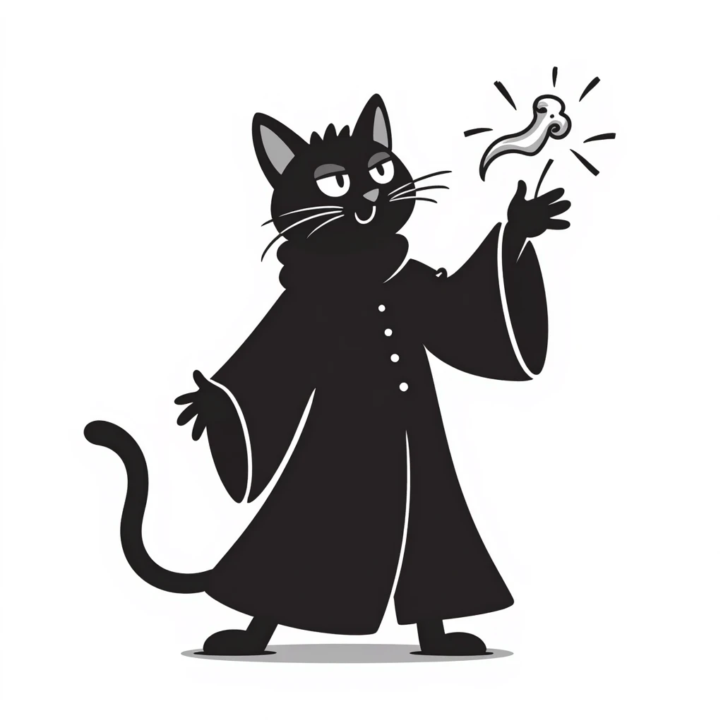 A cat wizard casting a spell with magical staff and flowing robes emoji