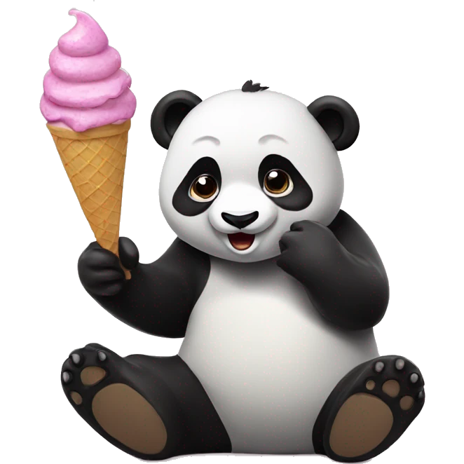 Panda eating ice cream emoji