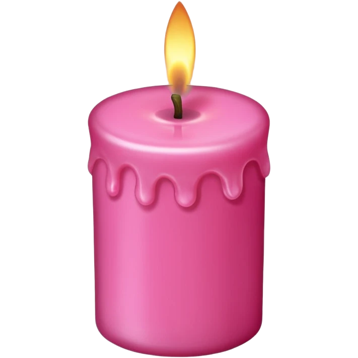 A pink candle with a flame on it, viewed from above. emoji