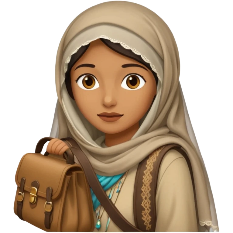 Woman + veil + satchel,Desert Nomads. emoji