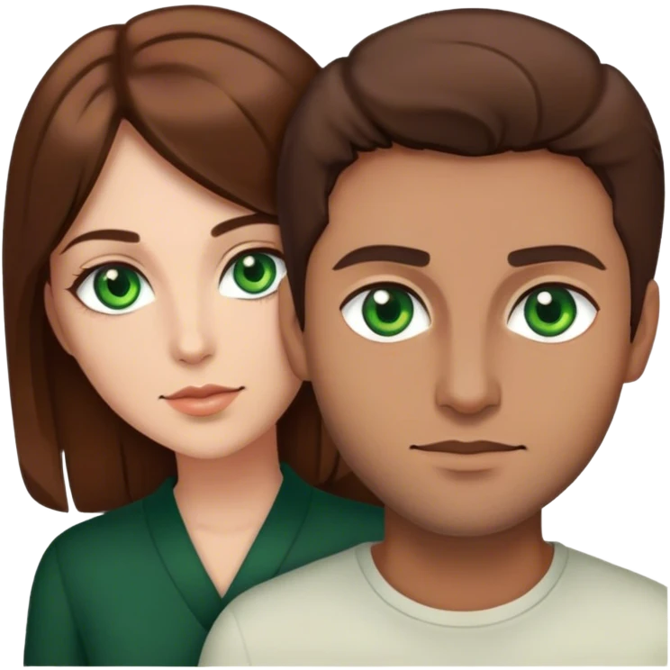 Couple woman with green eyes and brown hair and man with brown hair and brown eyes  emoji