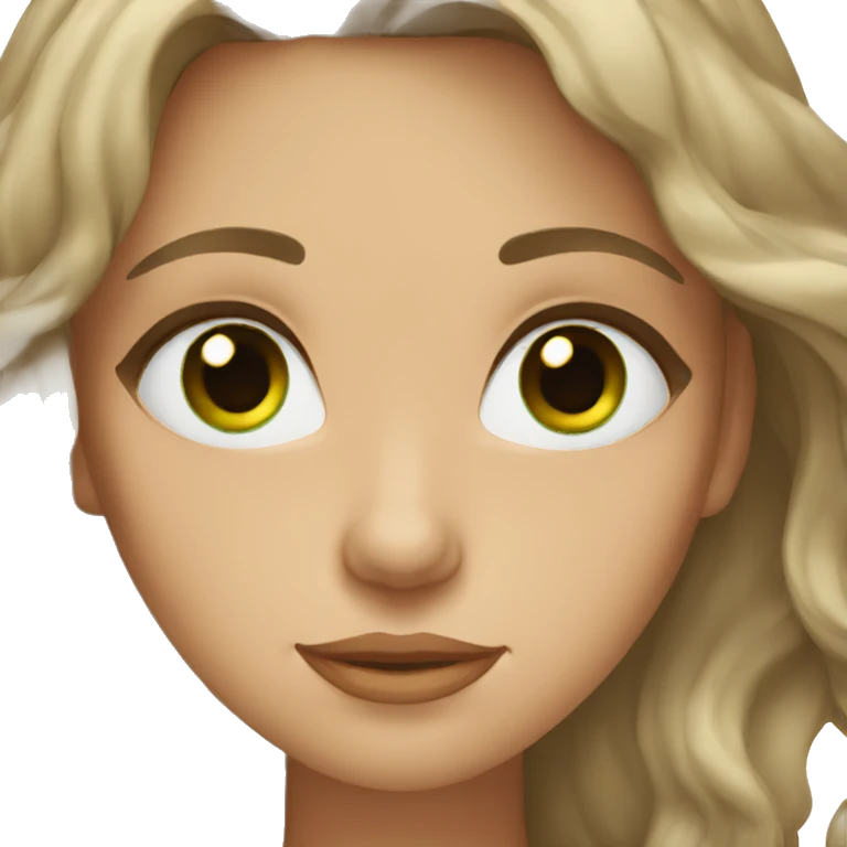 Woman with wavy brown hair and green eyes. emoji