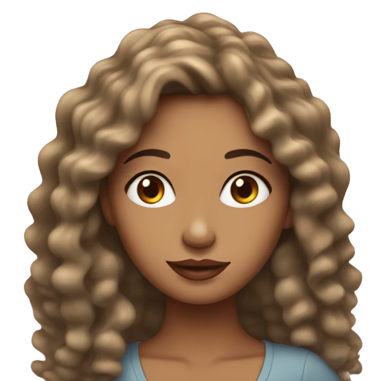 Mujer blanca con cabello rizado y ojos color cafe emoji