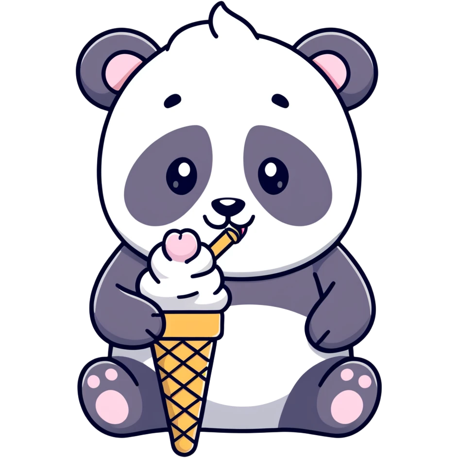 Panda eating ice cream emoji