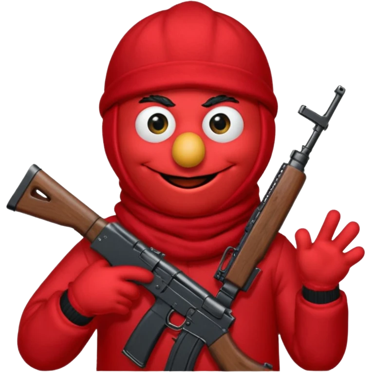 elmo with an AK47 and an black balaclava emoji