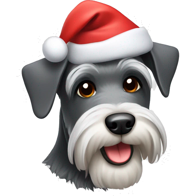 schnauzer dog in christmas hat emoji