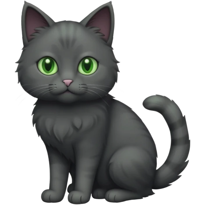 full body solid dark grey cat with green eyes and white paws emoji