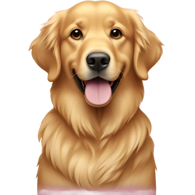 Golden retriever with a pink  emoji